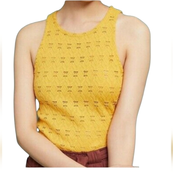 Anthropologie Mustard Yellow Textured Tank Top - Picture 1 of 5